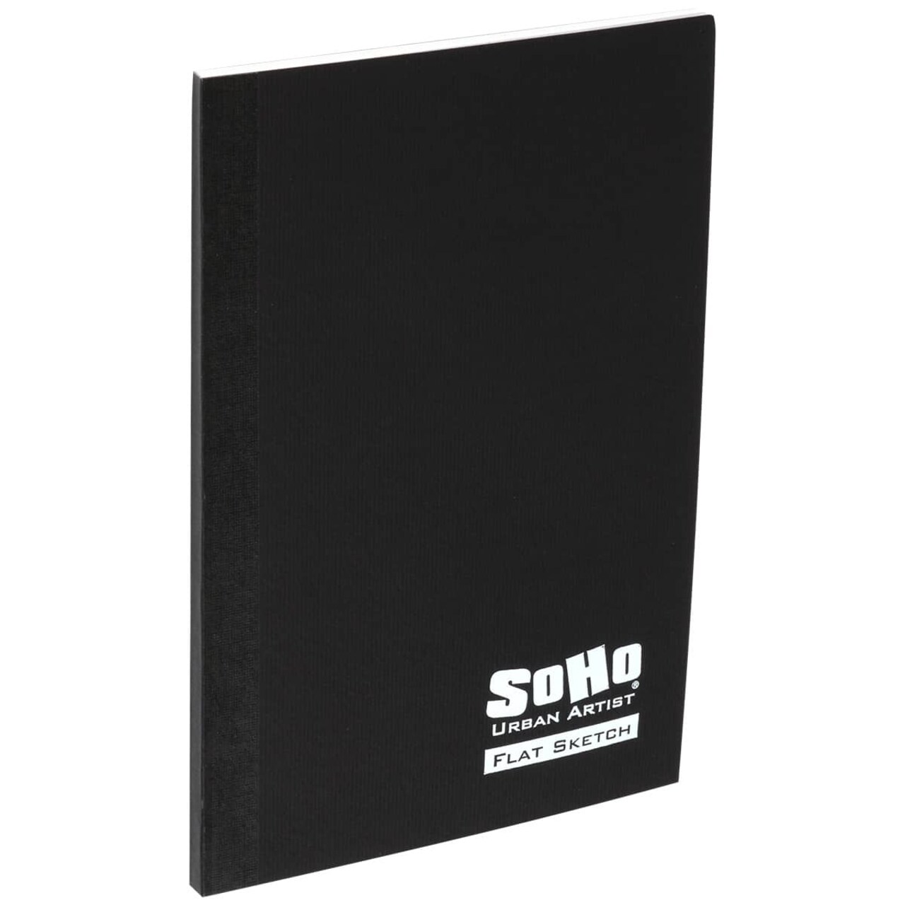 SoHo Urban Artist Tape Bound Lay Flat Sketch Book, Black Cover, 4x6" 30 Sheets, Smooth Mixed Media Sketchbook, 71lb. (106 gsm) Paper Travel Art Journal, Customizable Soft Cover